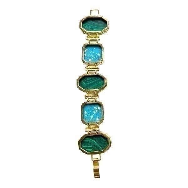 Vintage Chunky Blue and Green Stone Bracelet - Image 1