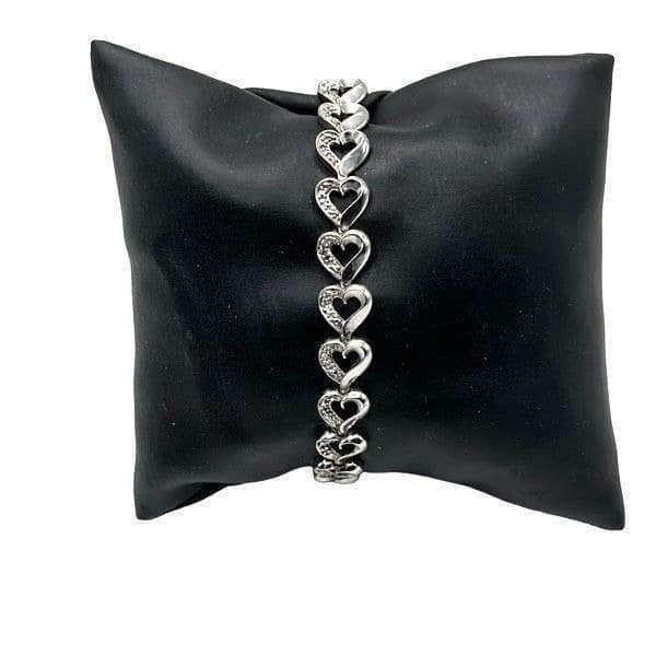 DIAMOND STERLING SILVER Heart Infinity Link Tennis Bracelet Double Safety Clasp - Image 1
