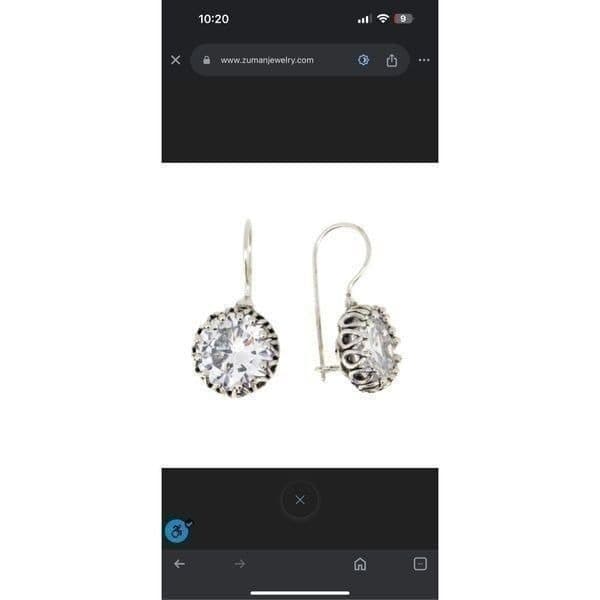 ZUMAN JEWELRY 925 Sterling Silver & Large Cubic Zirconia CZ Stone Dangle Intrica - Image 1