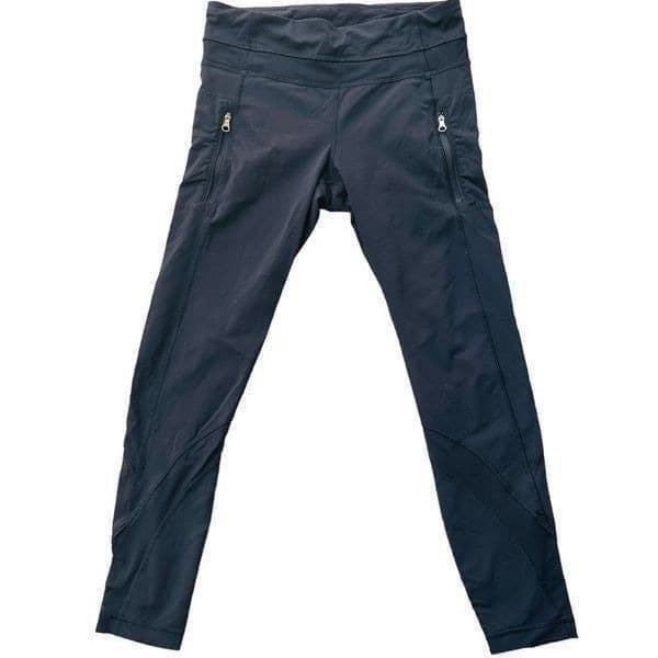 LULULEMON ATHLETICA Black High Rise Crop Leggings Lululemon Mesh Zipper Pockets - Image 1