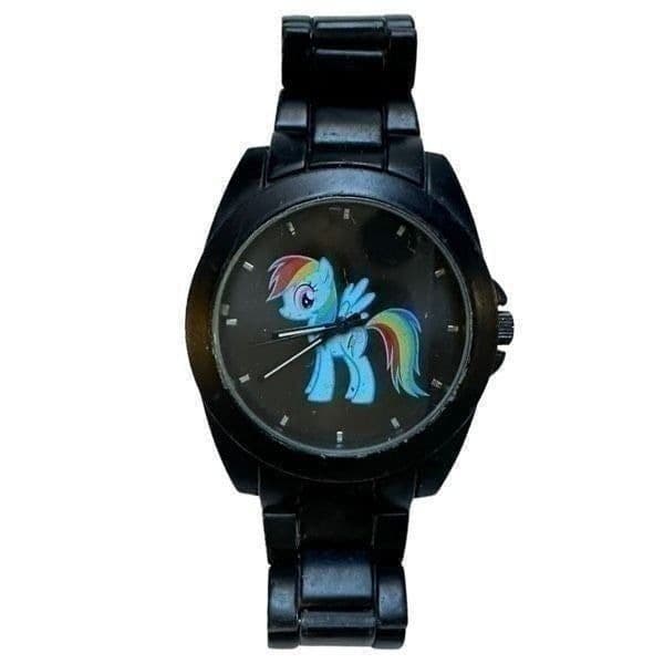 HASBRO MY LITTLE PONY 2014 HOT TOPIC Rainbow Dash Black Stainless Steel Analog W - Image 1