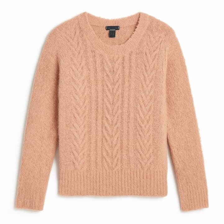 CHELSEA28 x Anthropologie Wool Cashmere Blend Textured Fuzzy Cable Knit Sweater