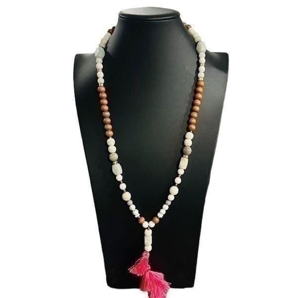 JADEITE Jade Quartz and Nephrite Jade Gemstone Beaded Long Tassel Necklace - Image 1