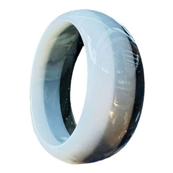 BAKELITE CATELIN 1940s Art Deco Bangle Bracelet Vintage Laminated Black Gray Bak - Image 1