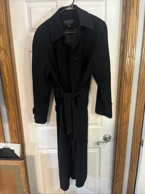Gallery Petite Womens 12P Black Trench Coat Button Up And Belted - Image 1