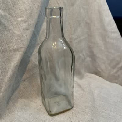 Vintage Clear Glass Anchor Hocking 3 Square Olive Oil Bottle - Image 1