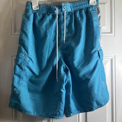 North 15 Blue And White Men’s Swim Trunks With Pockets Size medium - Image 1