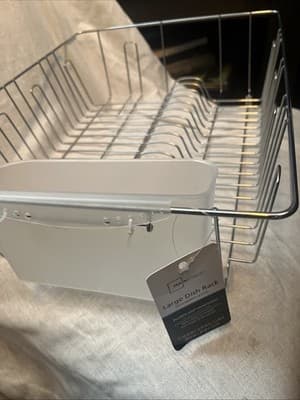 Mainstays Large Dish Rack 17.50”wx13:75”dx5.5”h Chrome Color Walmart Brand - Image 1