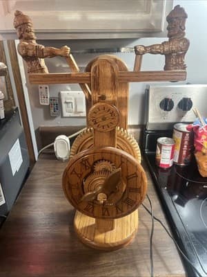 Vintage Handmade Wooden Collectors Clock W/O Motor - Image 1