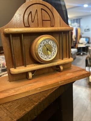 Vintage Wooden mantle From The Mid 20th Century Handceafted For A Desk - Image 1