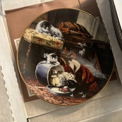 Vintage W.S. George Mischief Hatbox 1990 Collectible China Plate Certification - Image 1