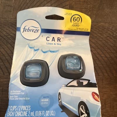 2 Pack Febreze Car Vent Clips Air Freshener & Odor Eliminator Linen & Sky - Image 1