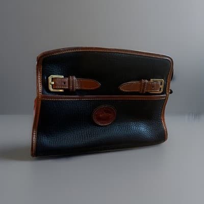 VTG Dooney & Bourke Black Pebbled Leather Equestrian Buckle Satchel Bag Purse - Image 1