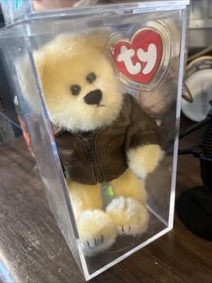 1993 TY Attic Treasures Beanie Babies BARON Jointed Bear "Fly High" (9”) w/Tags - Image 1