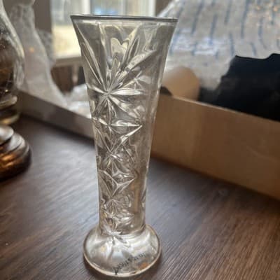 Vintage Cut Glass Bud Vase – 6” Tall 1960s Branded Pfaltzgraff - Image 1