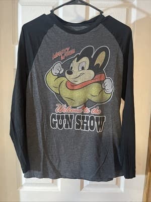 Mighty Mouse “Welcome To The Gunshow” Gray W/ Black Long Sleeves & Trim Size L - Image 1