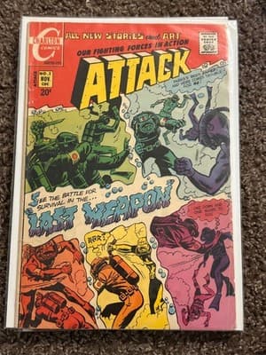 Charlton Attack Comic No 2 Nov 20c War Sci Fi Underwater Cover Bagged Vintage - Image 1