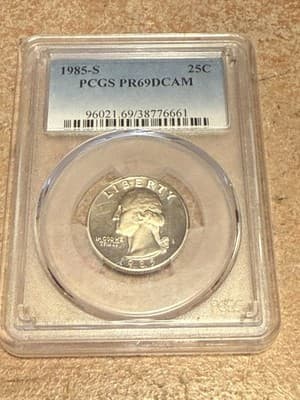 WN28 - 1985-S Washington Quarter Proof PCGS PR69DCAM - Image 1