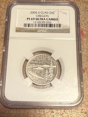 WN25 - 2005- S Clad Oregon State Quarter NGC PF69 Ultra Cameo - Image 1