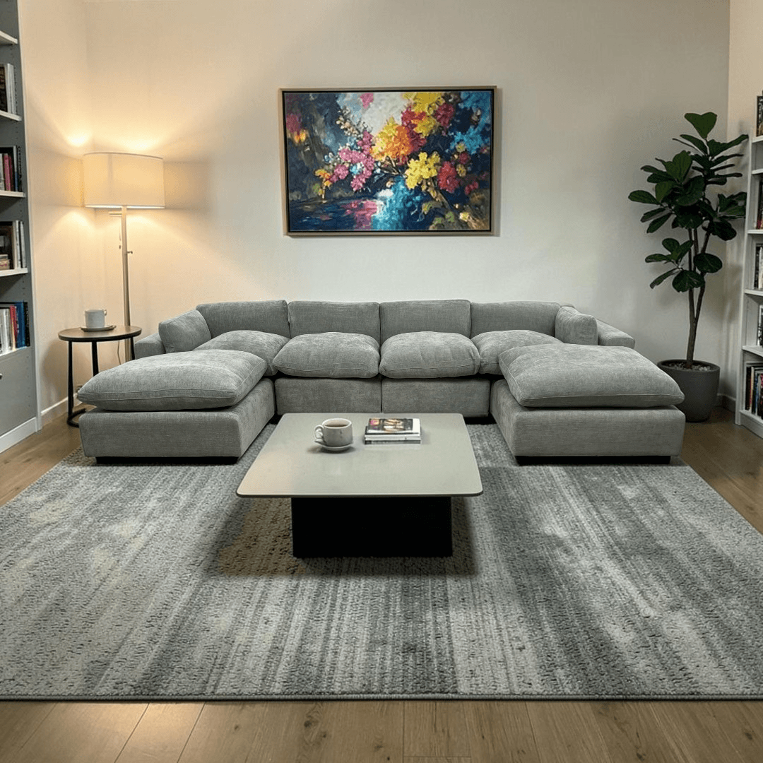 Latitude Run Wilroy 6-piece Comfy U-shaped Sofa Couch Reversible Chaise Sectional - Image 1