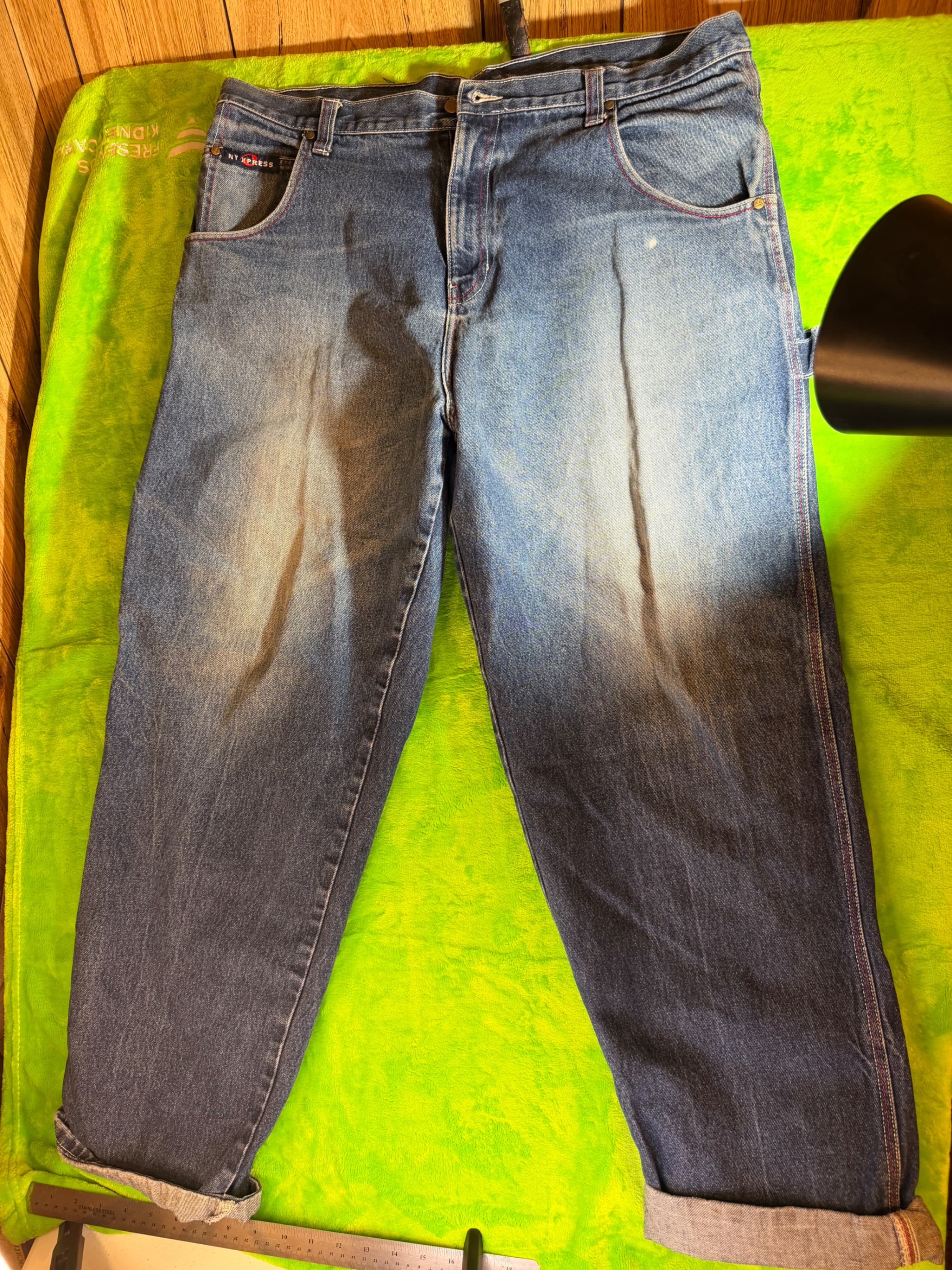 Vintage Y2K NY Xpress Carpenter Jeans Size 40 Baggy Wide Leg Red Stitch Denim - Image 1