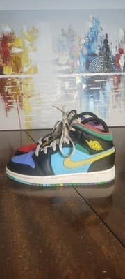 Air Jordan 1 Mid Shoes Youth Size 4Y Multicolor Colorblock Sneakers FD1317-007