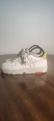 Nike Air Force 1 Low Top White Multicolor Orange Size 4.5Y Shoes DV1366-11Z
