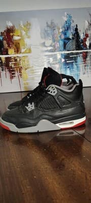 Air Jordan 4 Retro Bred Reimagined Shoes Youth Size 5Y Black Sneakers FQ8213-006