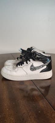 Nike Air Force 1 Mid Shoes Youth Kids Size 5Y White Black Sneakers 314195-113