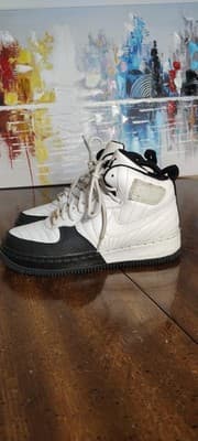 Vintage Jordan AF 1 Shoes Youth Size 6Y White Black Leather Sneakers 317743-101