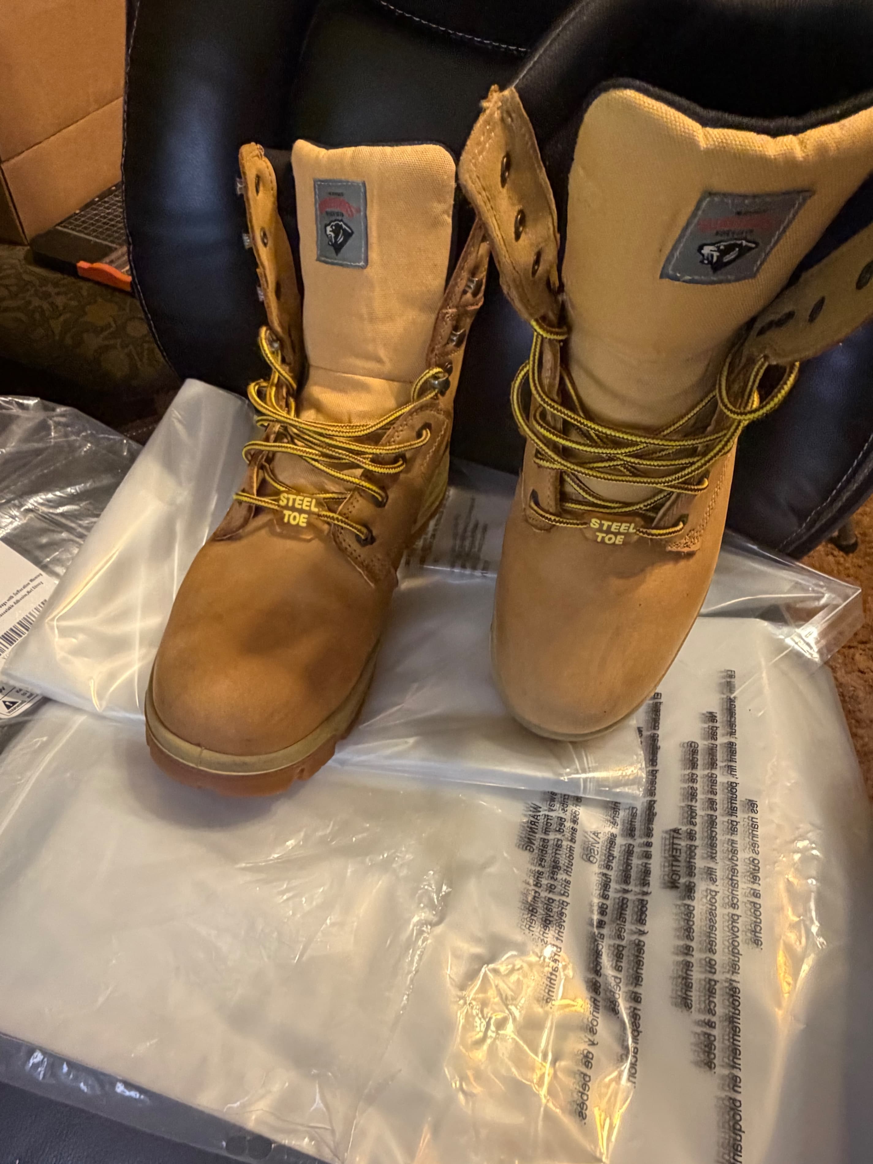 Wolverine Steel Toe Work Boots Mens 11W Wheat Nubuck ASTM F2413-18 Lace Up - Image 1