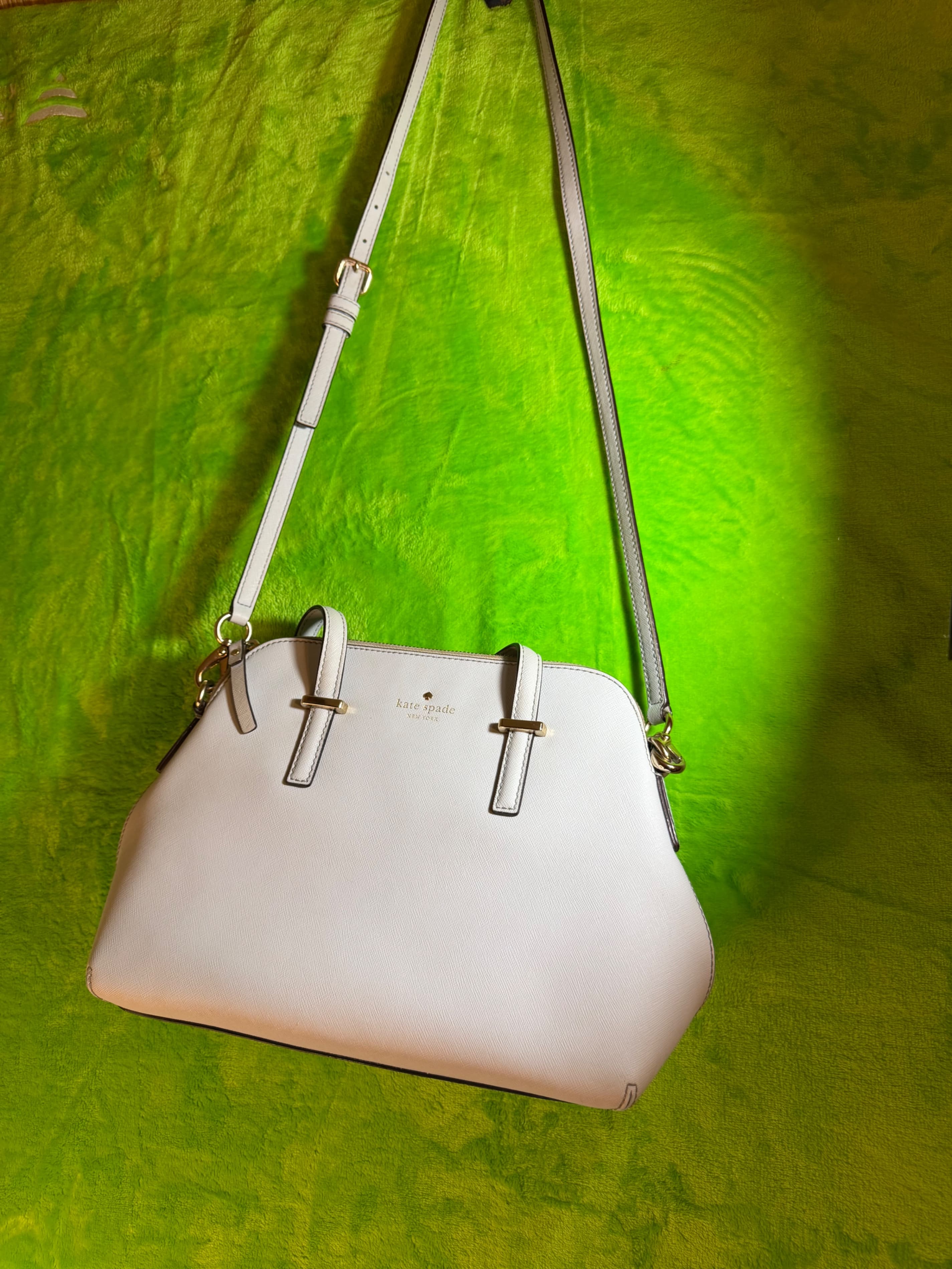 Kate Spade White Leather Handbag with Adjustable Strap - Image 1