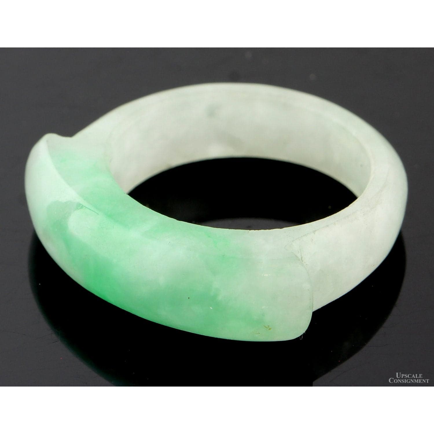 Soft Green Jadeite Saddle Band Luminous Translucent Jade - 10.75 - Image 1