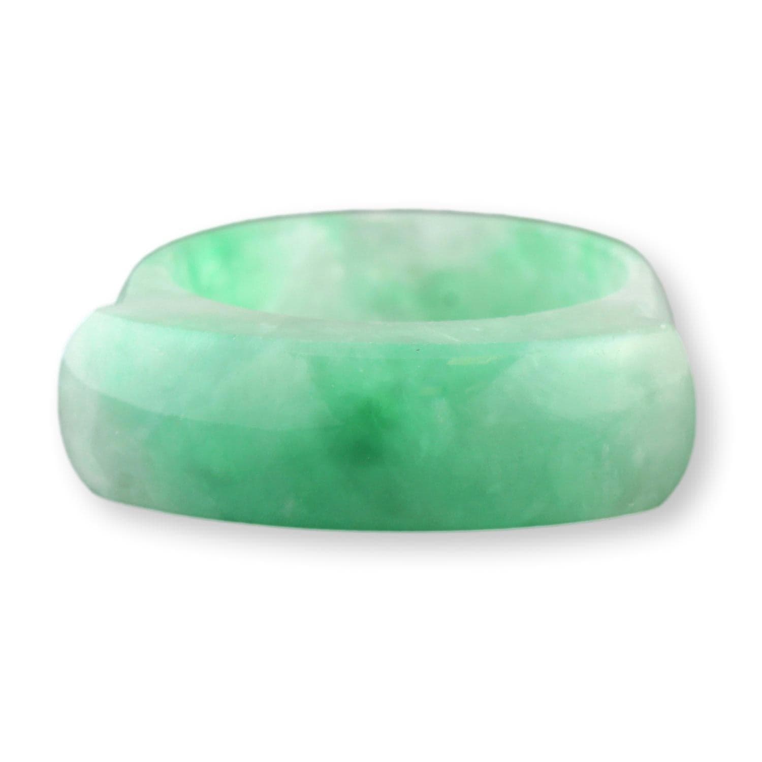 Green Jadeite Saddle Band – Classic Polished Jade Band - Size 10.75 - Image 1