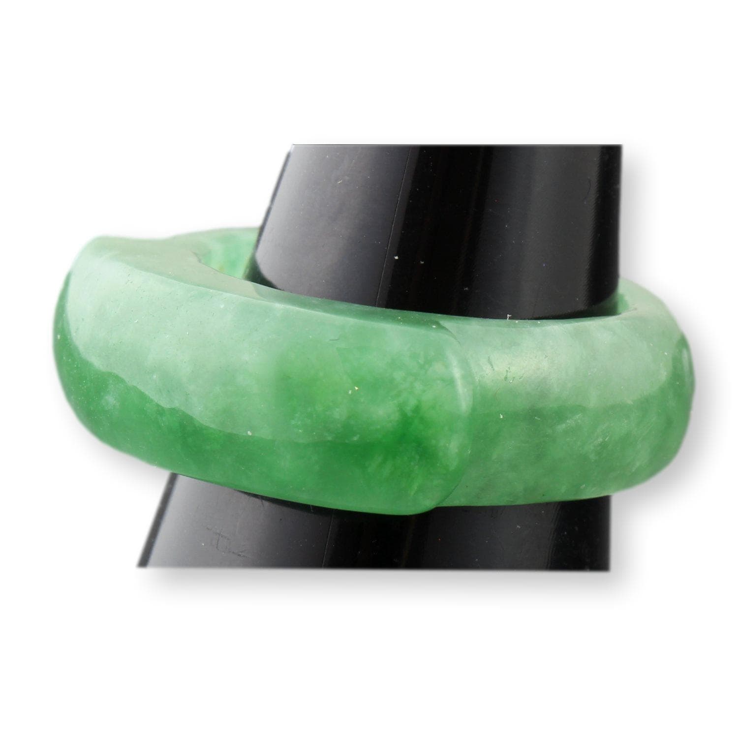 Deep Green Jadeite Saddle Band Bold Polished Jade|Rich Color - Size 9 - Image 1