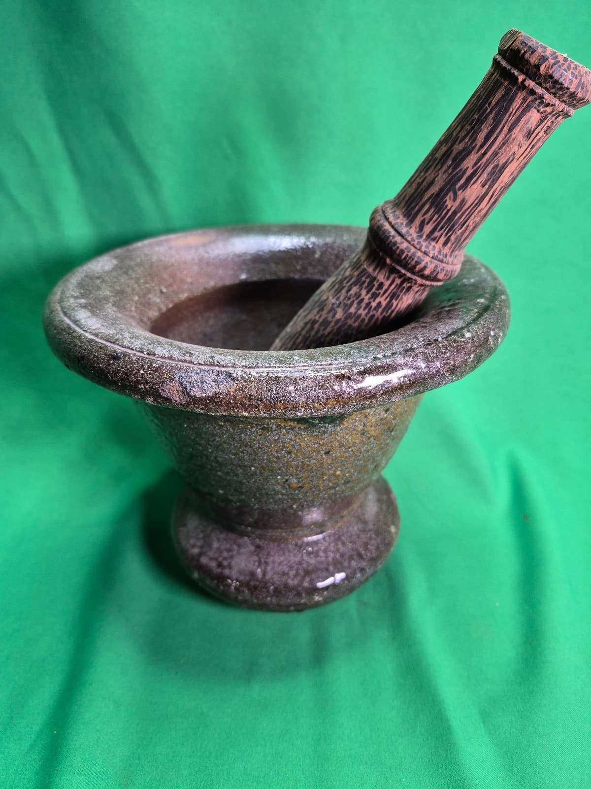 Antique Ceramic Mortar and Pestle - Image 1