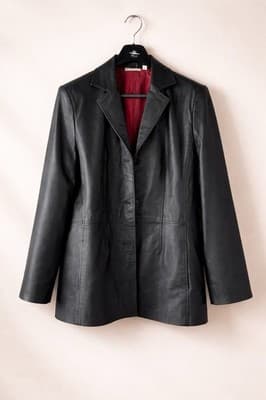 Vintage Kim Roger’s Black Leather Jacket Woman’s XL Genuine Leather Red Lining - Image 1