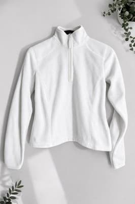 Made For Life Women’s White Fleece Quarter Zip Pullover Athletic Jacket Size S - Image 1