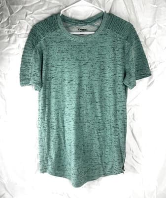 Carbon Men’s Designer T-Shirt Teal With Black/ Zipper Accents Size Small - Image 1