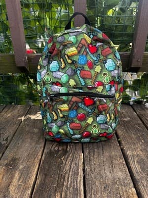 Bioworld Minecraft Sword Pickaxe All Over Sublimated Print Laptop Backpack Gamer - Image 1