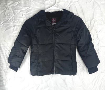 SwissTech Jacket Kids XS 4-5 Black Hooded Puffer Fleece Lined Insulated - Image 1