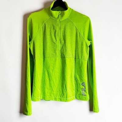 Fila Sport Woman’s Running Long-sleeve Shirt Florescent Yellow Size Large - Image 1