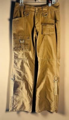 Hippie Woman’s Brown Cargo Style Pants Size 25 Rolled Cuffs Relaxed Festival - Image 1