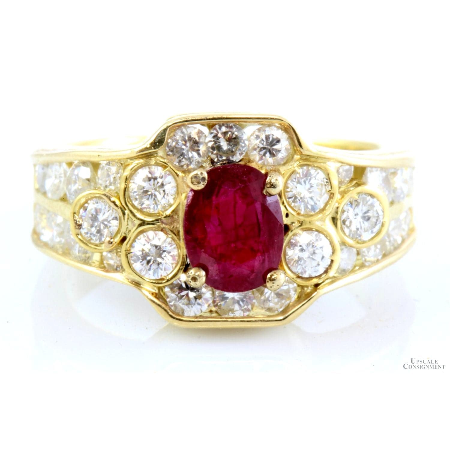 18K Gold Ruby & Diamond Ring - 1.38 ctw Diamonds 1.03 ct Ruby - Size 6.25 - Image 1