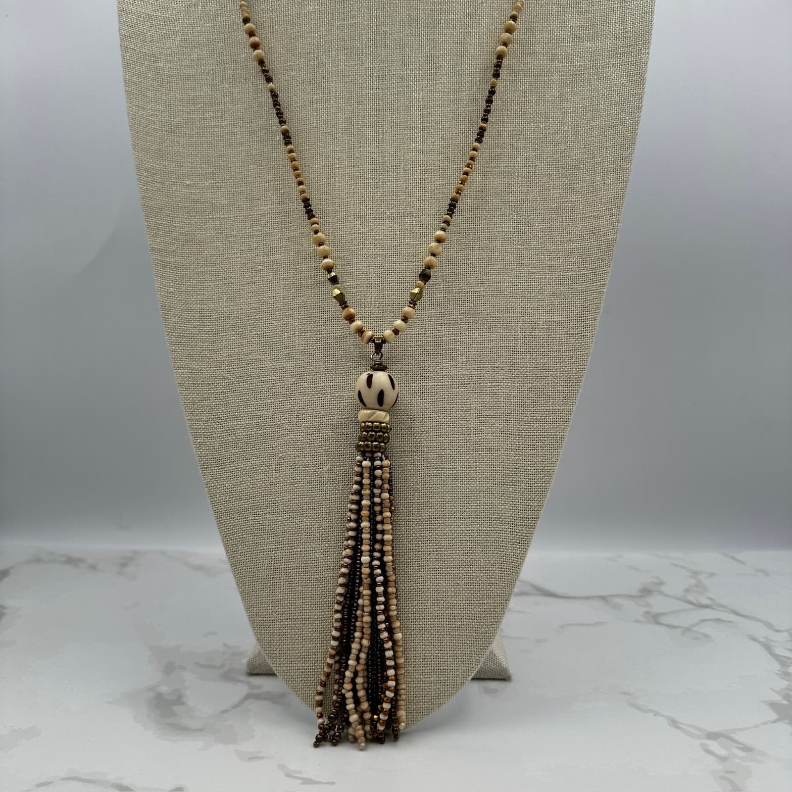 Vintage Chico's Handmade Bohemian Yoga Wooden Tassel Beaded Fashion Lobster - Image 1