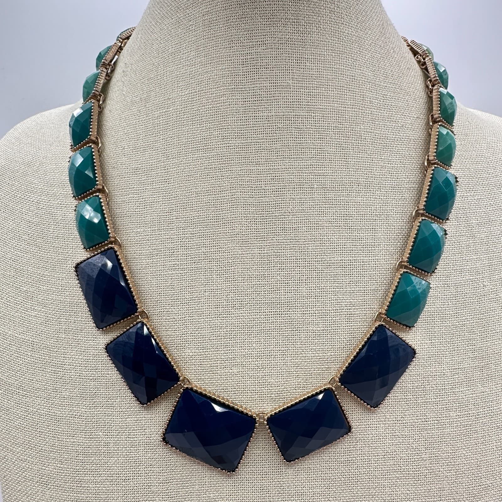 Vintage 90s Gold tone Bib Necklace Statement Boho Women's Classic Jewelry - Image 1