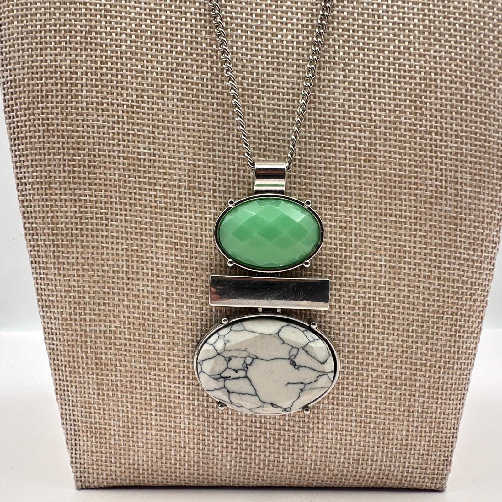 Vintage 90s Silver Tone Pendant Necklace Statement Women's Classic Fashion Boho - Image 1