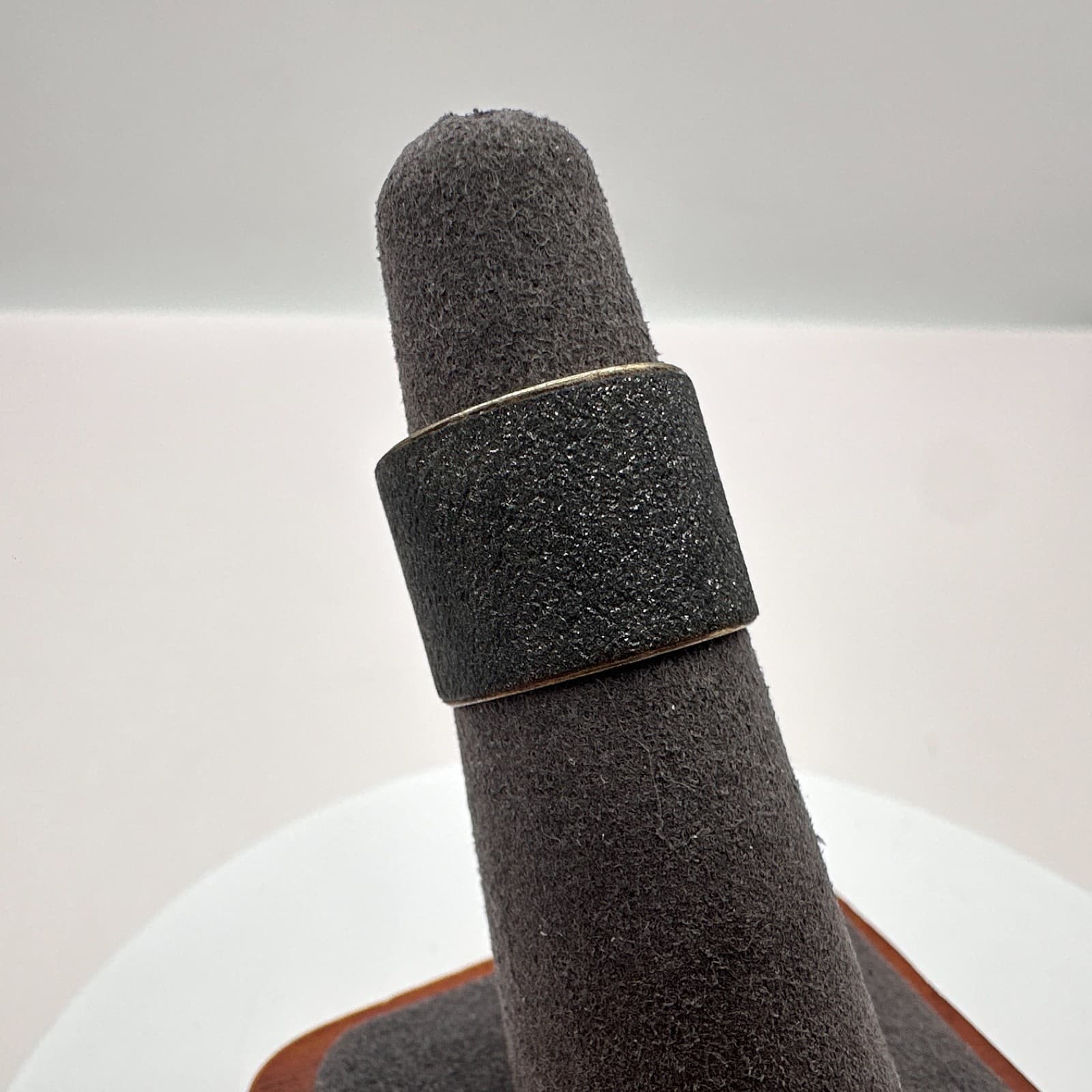 Vintage 90s Black Sandblast Texture Band Ring Matte Statement Classic Jewelry - Image 1