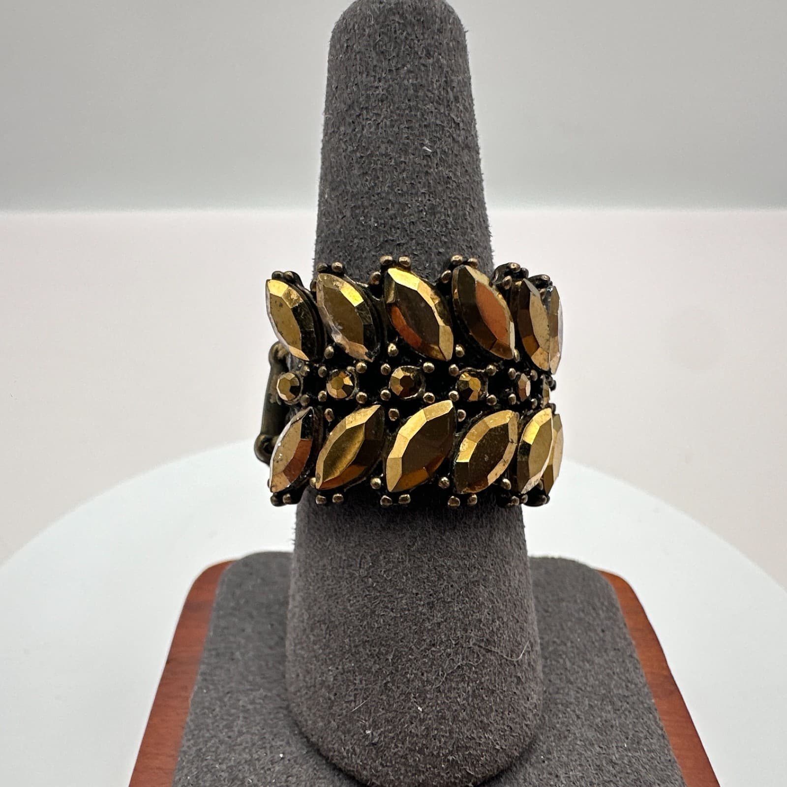 Vintage 90s Marquise Cut Rhinestone Stretch Statement Ring Paparazzi Jewelry - Image 1