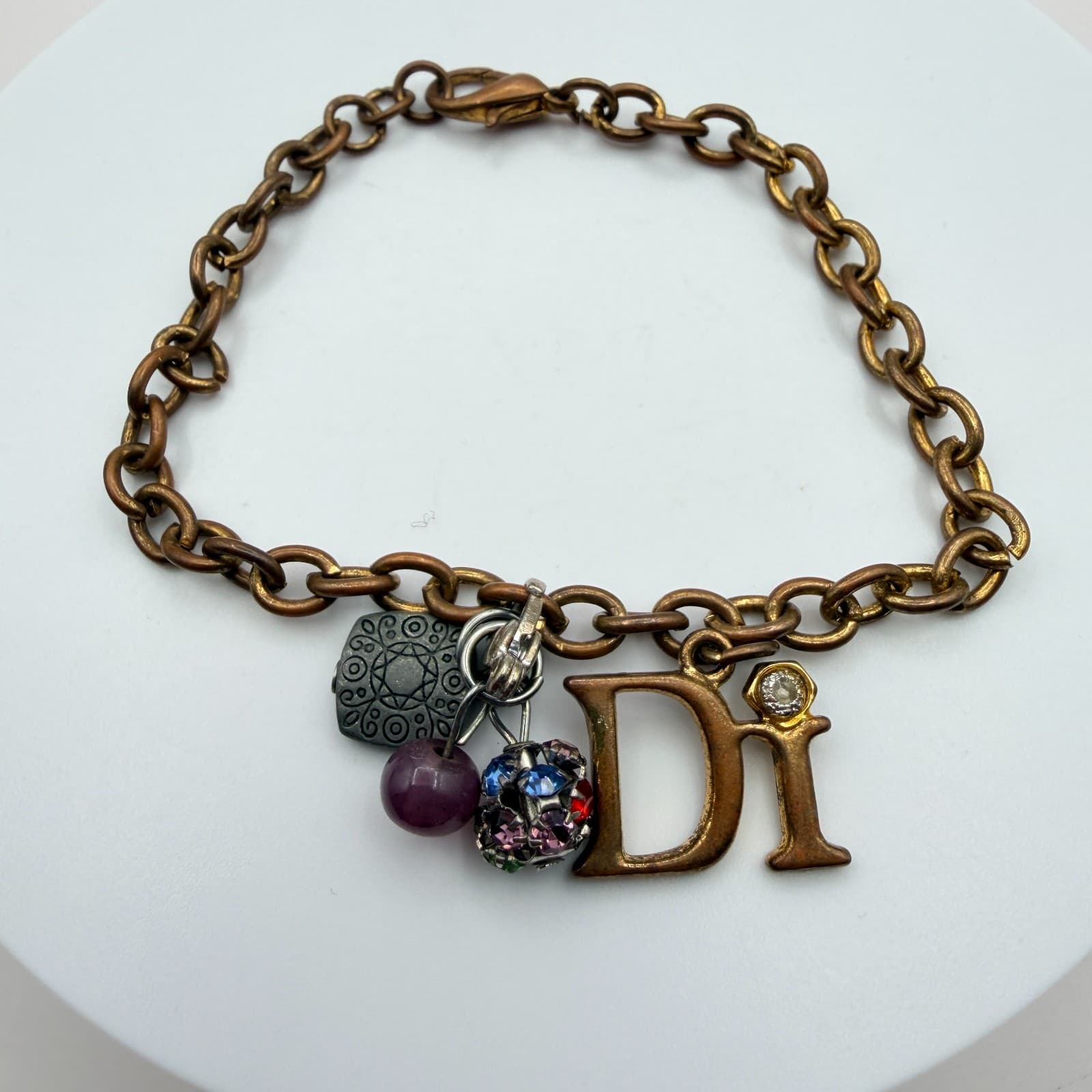 Vintage Y2K Bead Rhinestone Di Charm Bracelet Boho Women's Classic Jewelry - Image 1